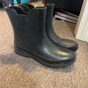 Black Rubber Ankle Boots